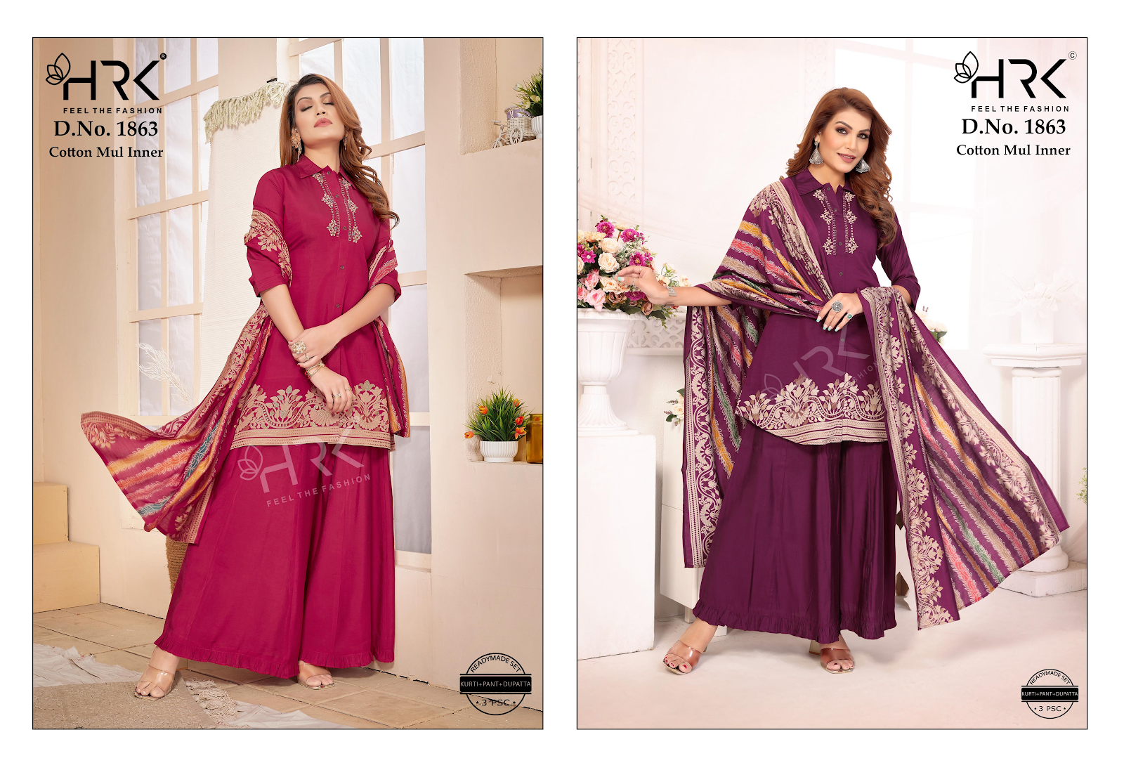 Design 1863 Hrk Modal Readymade Plazzo Style Suits Manufacturer Ahmedabad