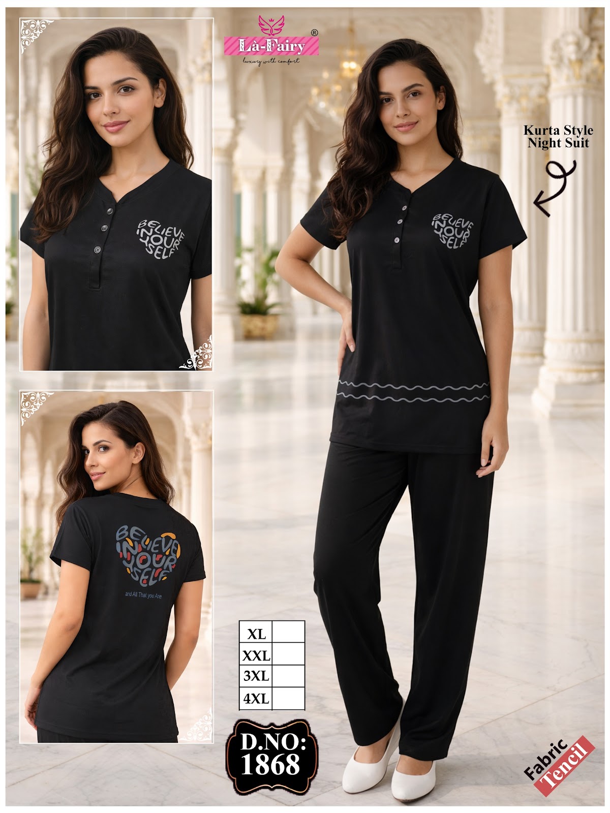 Design 1868 La Fairy Tencil Kurta Night Suits Exporter Ahmedabad