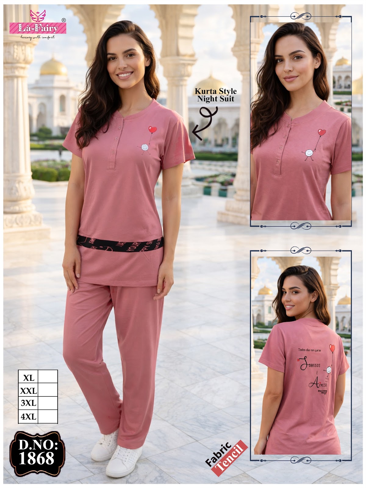 Design 1868 La Fairy Tencil Kurta Night Suits Exporter Ahmedabad