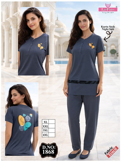 Design 1868 La Fairy Tencil Kurta Night Suits Exporter Ahmedabad