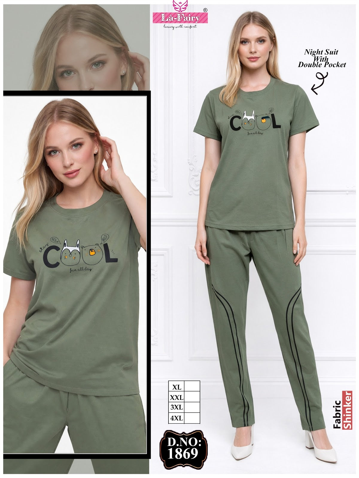 Design 1869 La Fairy Sinker Pyjama Night Suits Wholesaler Ahmedabad