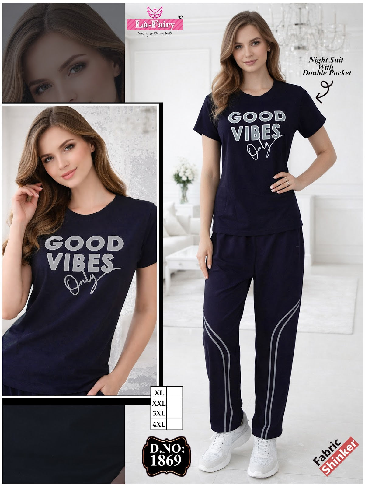 Design 1869 La Fairy Sinker Pyjama Night Suits Wholesaler Ahmedabad