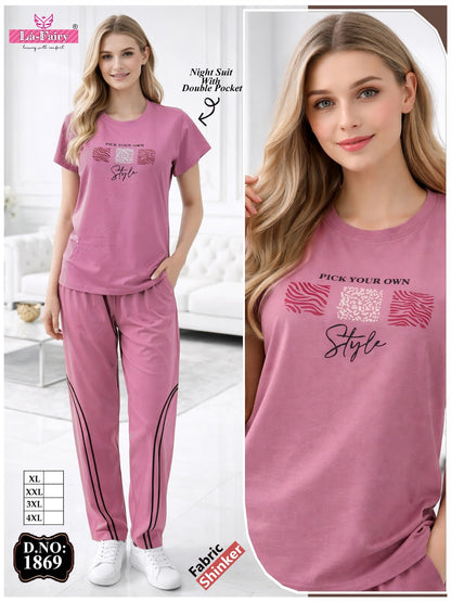 Design 1869 La Fairy Sinker Pyjama Night Suits Wholesaler Ahmedabad