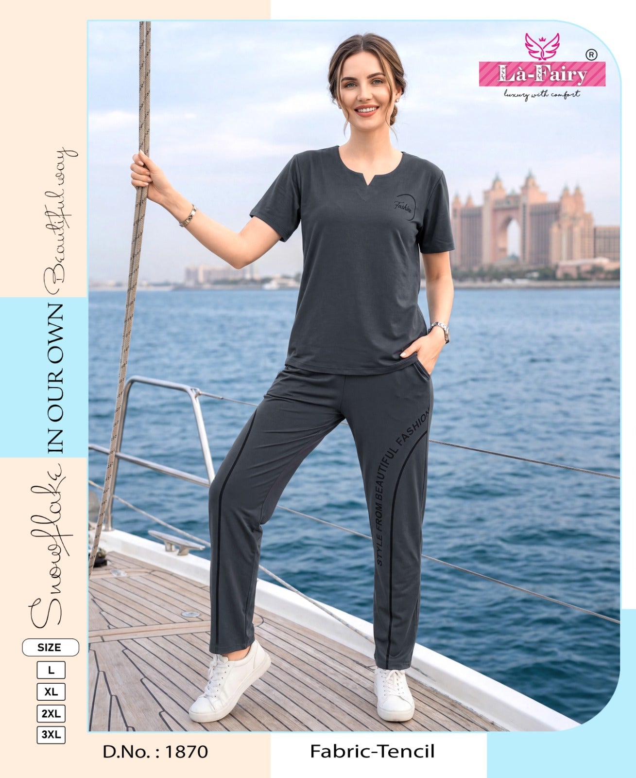 Design 1870 La Fairy Tencil Pyjama Night Suits Manufacturer Ahmedabad