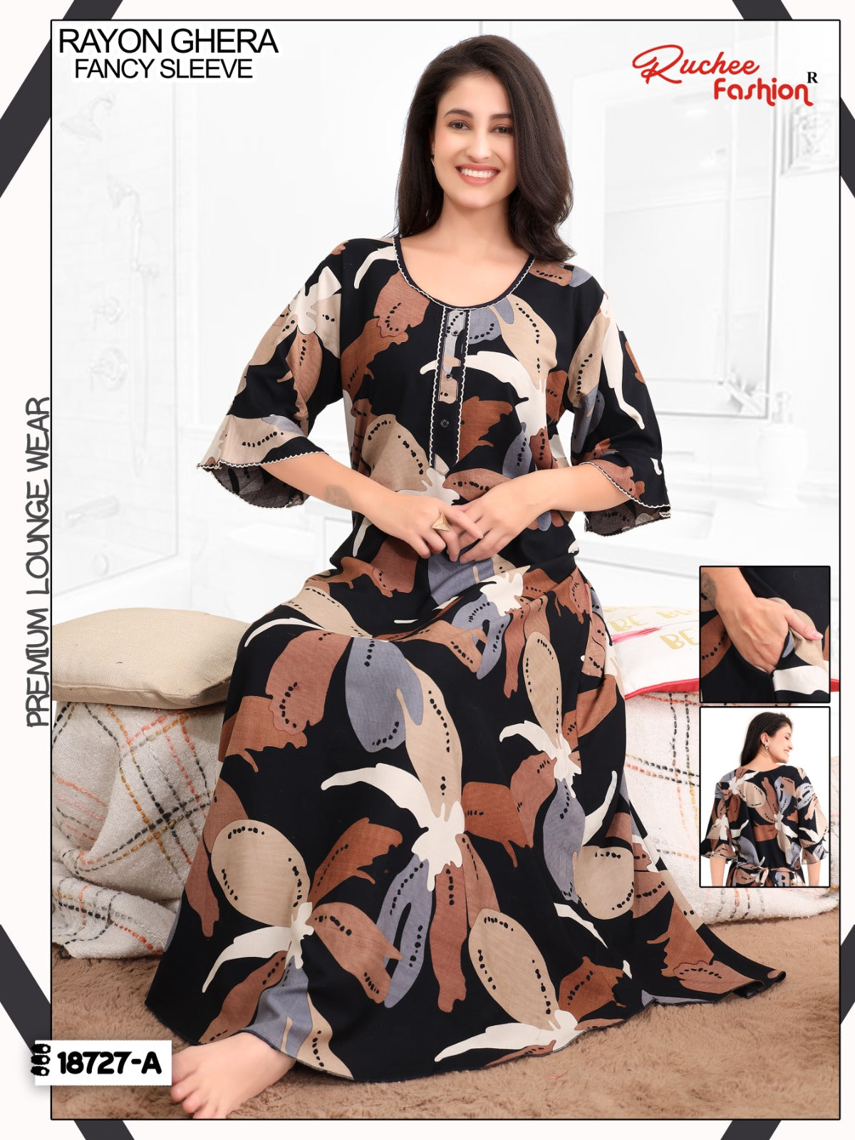 Design 18727 To 18732 Ruchee Fashion Rayon Night Gowns Exporter Gujarat