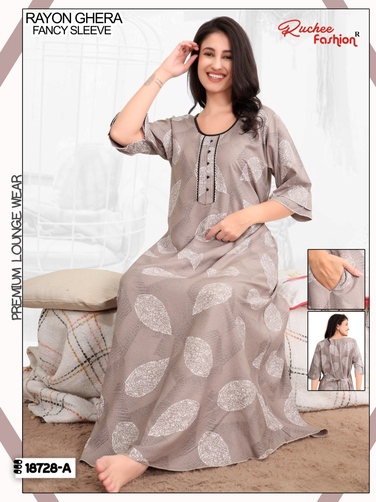 Design 18727 To 18732 Ruchee Fashion Rayon Night Gowns Exporter Gujarat