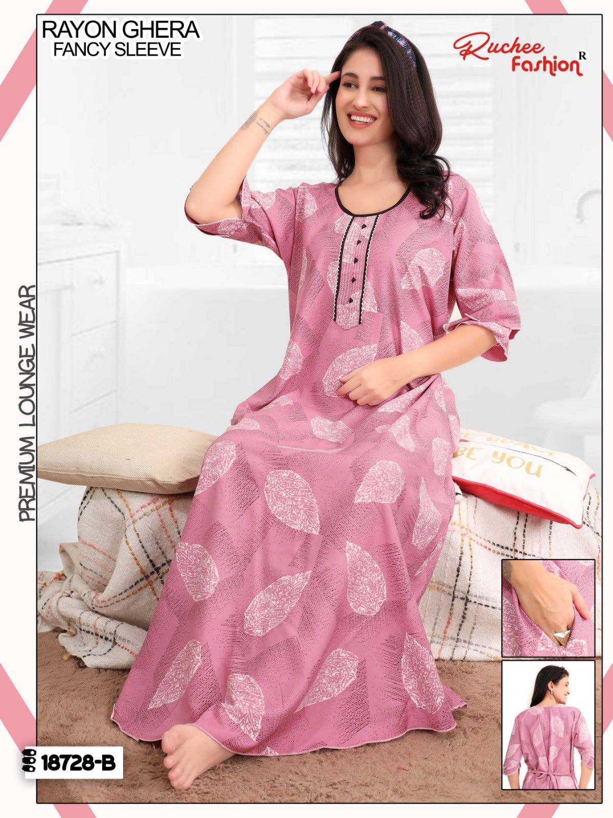 Design 18727 To 18732 Ruchee Fashion Rayon Night Gowns Exporter Gujarat