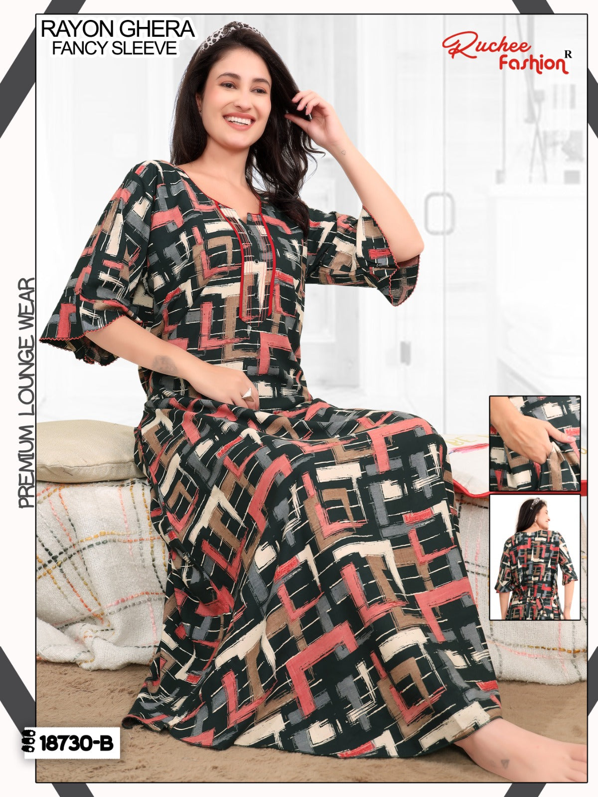Design 18727 To 18732 Ruchee Fashion Rayon Night Gowns Exporter Gujarat