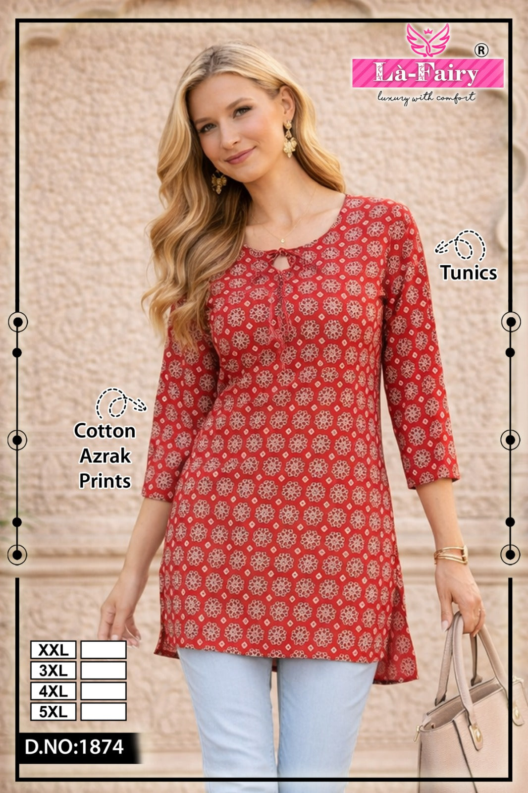 Design 1874 La Fairy Cotton Short Kurtis Exporter India
