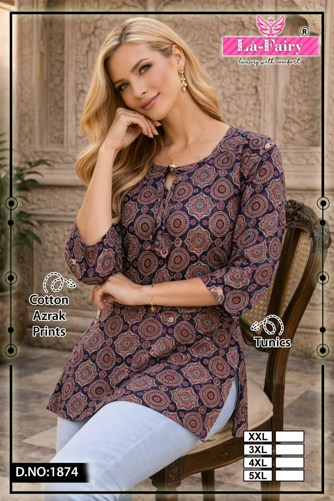 Design 1874 La Fairy Cotton Short Kurtis Exporter India