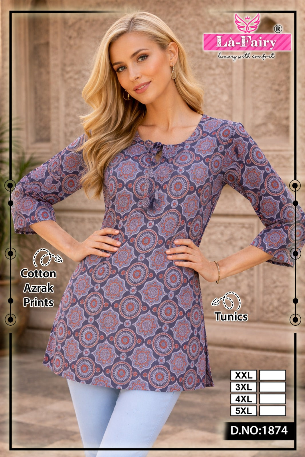 Design 1874 La Fairy Cotton Short Kurtis Exporter India