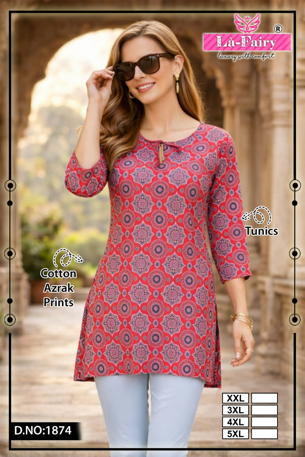 Design 1874 La Fairy Cotton Short Kurtis Exporter India