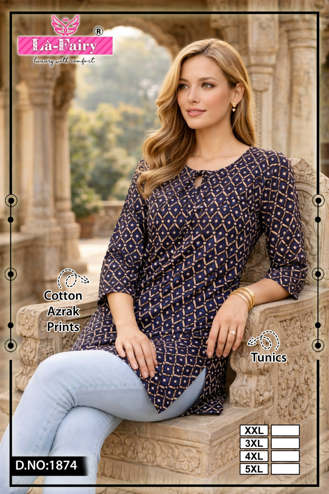 Design 1874 La Fairy Cotton Short Kurtis Exporter India