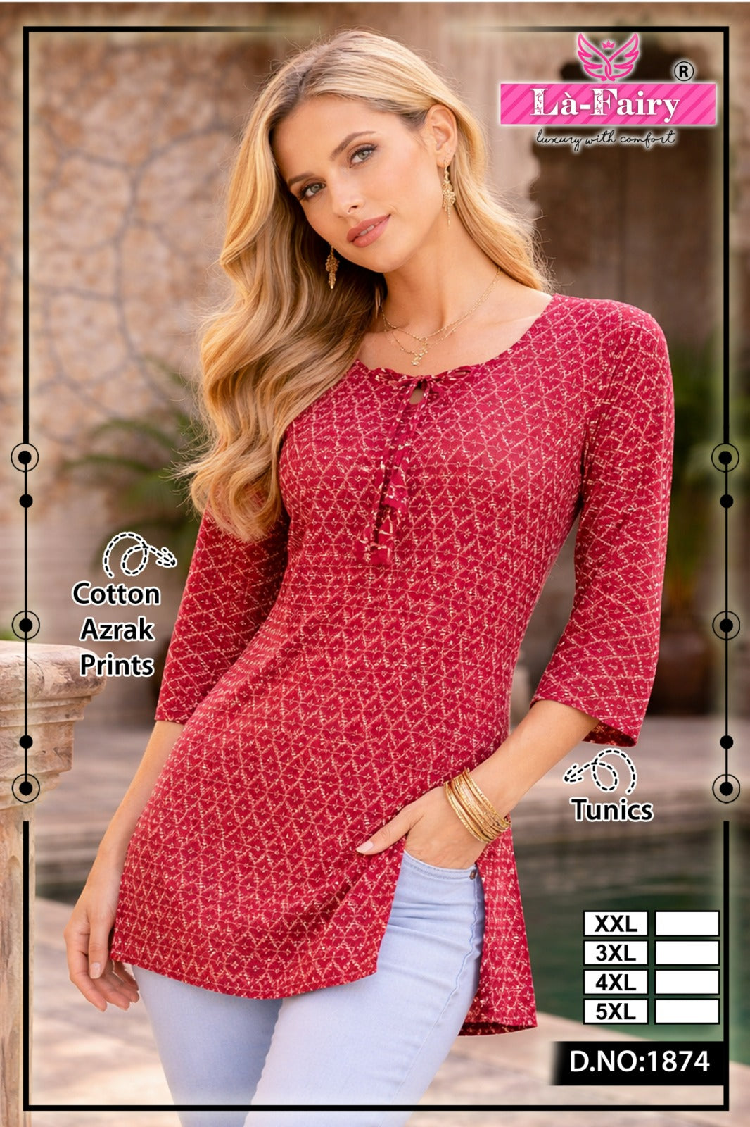 Design 1874 La Fairy Cotton Short Kurtis Exporter India