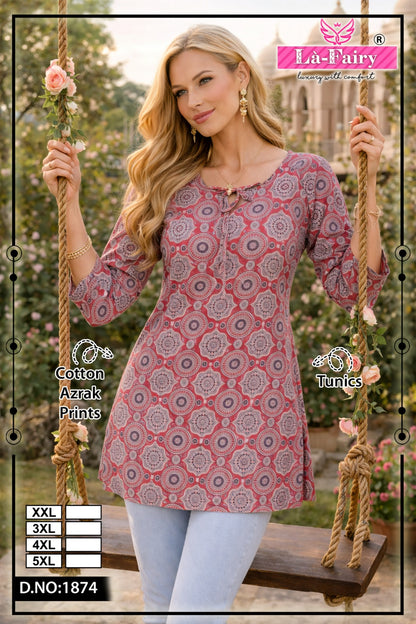 Design 1874 La Fairy Cotton Short Kurtis Exporter India