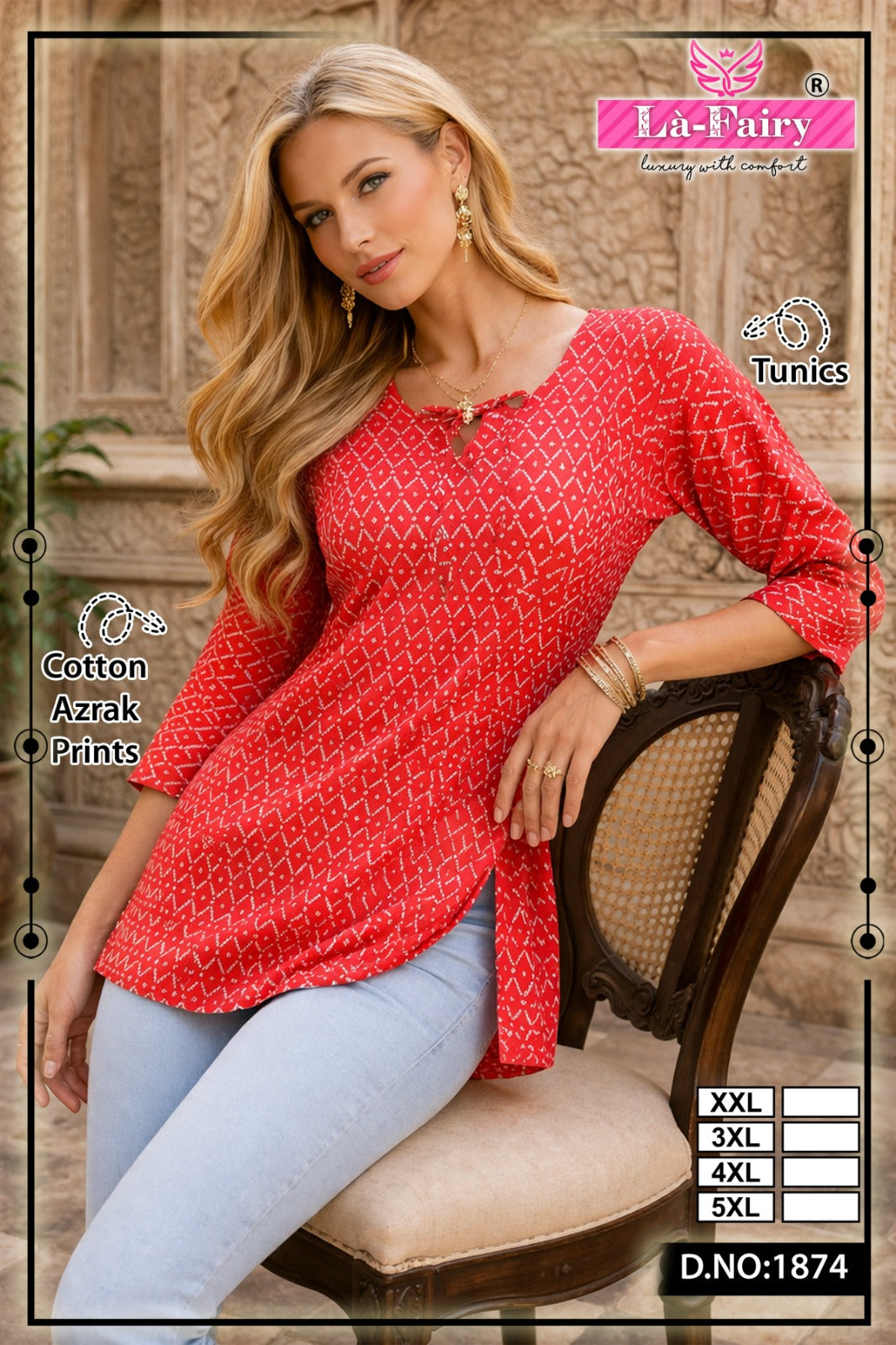Design 1874 La Fairy Cotton Short Kurtis Exporter India