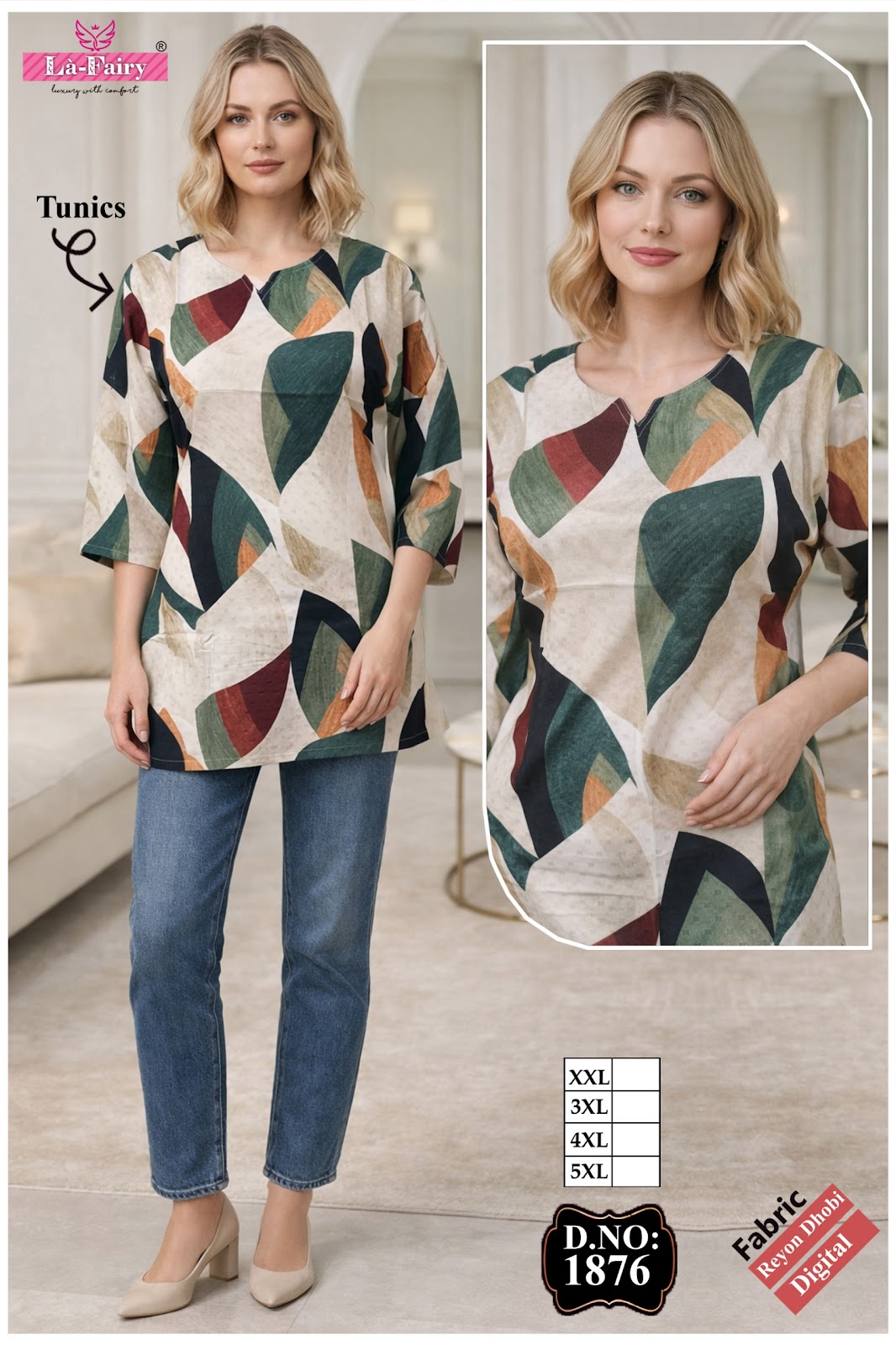 Design 1876 La Fairy Reyon Short Kurtis Exporter Ahmedabad