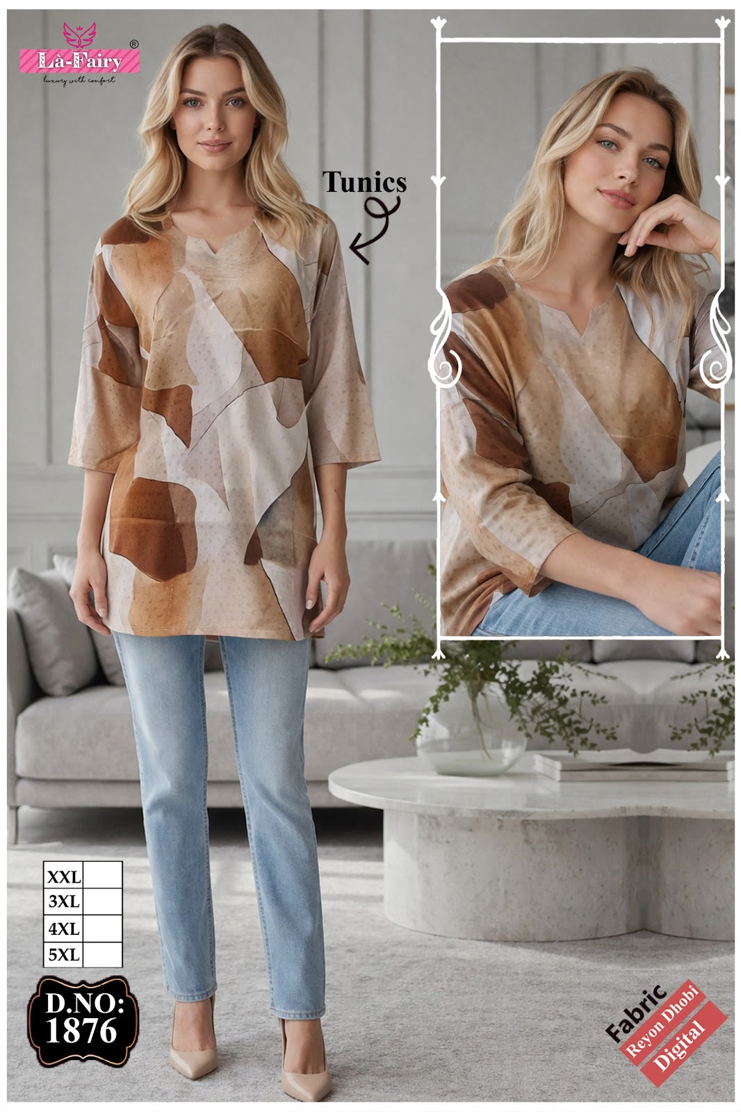 Design 1876 La Fairy Reyon Short Kurtis Exporter Ahmedabad