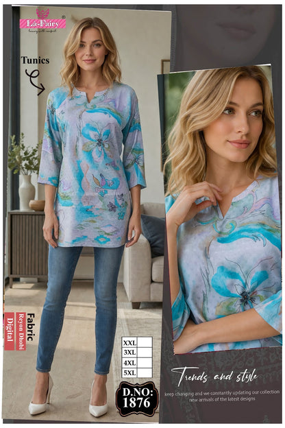 Design 1876 La Fairy Reyon Short Kurtis Exporter Ahmedabad