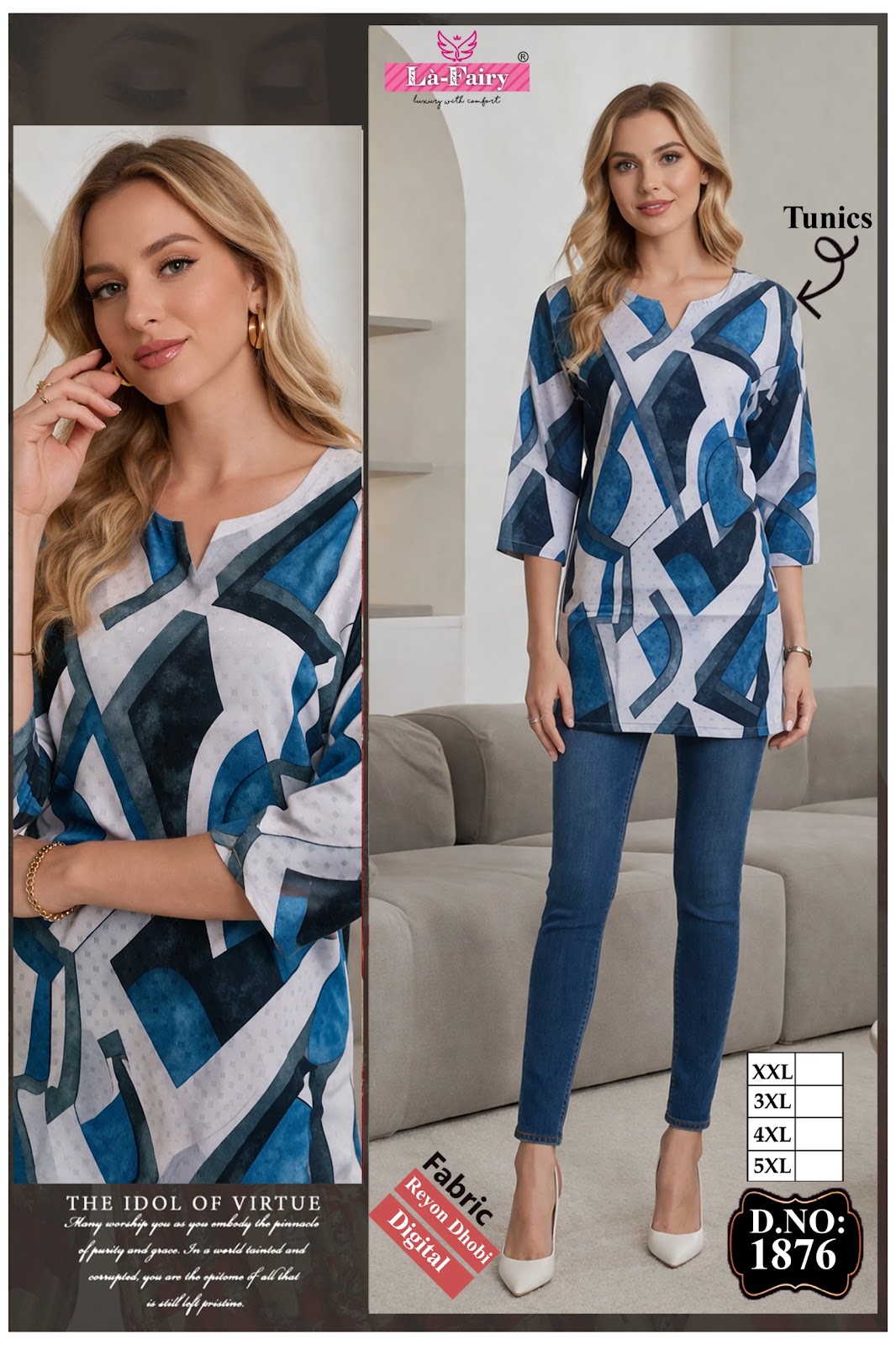 Design 1876 La Fairy Reyon Short Kurtis Exporter Ahmedabad