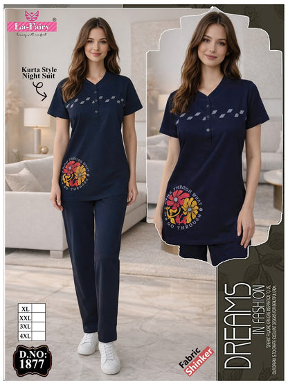 Design 1877 La Fairy Sinker Kurta Night Suits Wholesale Price