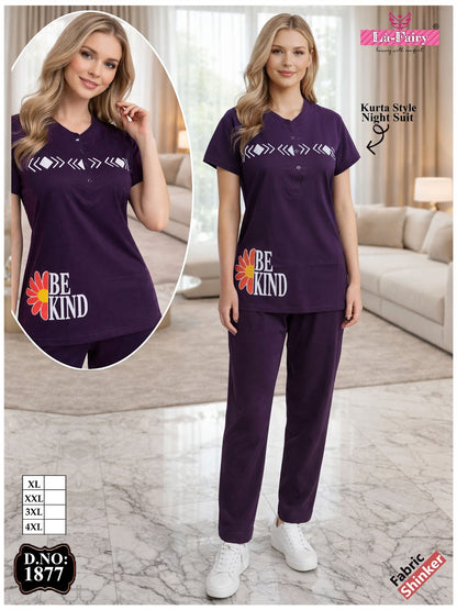 Design 1877 La Fairy Sinker Kurta Night Suits Wholesale Price