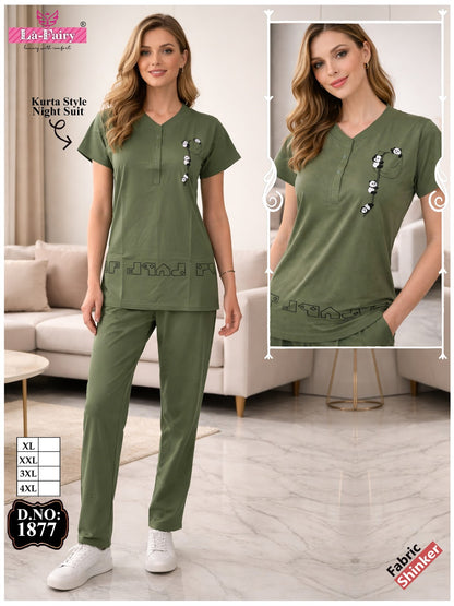 Design 1877 La Fairy Sinker Kurta Night Suits Wholesale Price