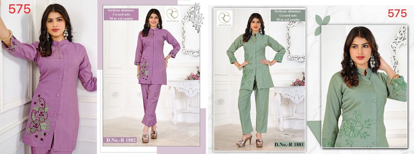 Design 1881 1882 Ramdev Creation Vetican Co Ord Set Manufacturer