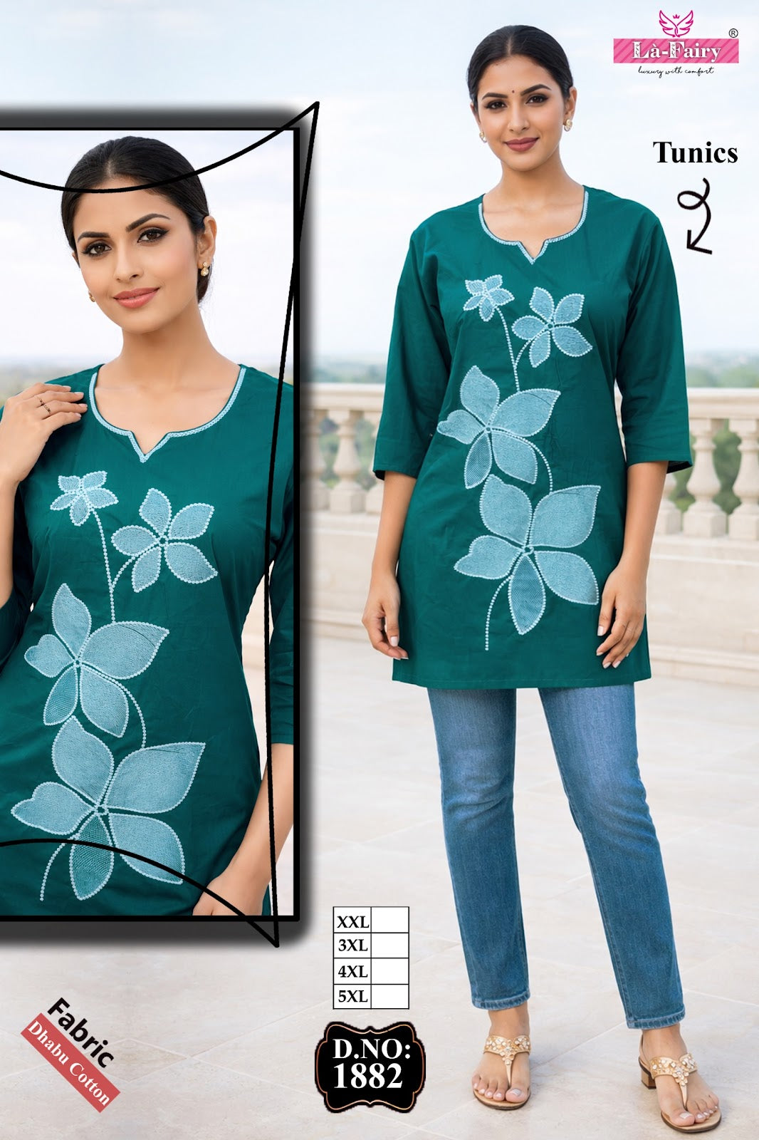 Design 1882 La Fairy Dhabu Cotton Short Kurtis Supplier India