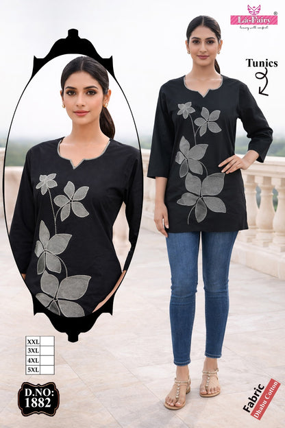 Design 1882 La Fairy Dhabu Cotton Short Kurtis Supplier India