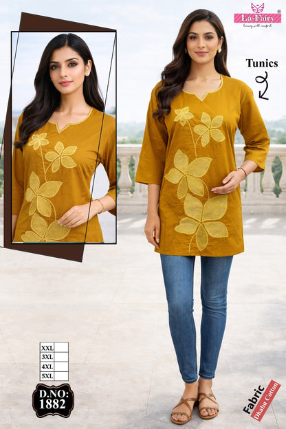 Design 1882 La Fairy Dhabu Cotton Short Kurtis Supplier India