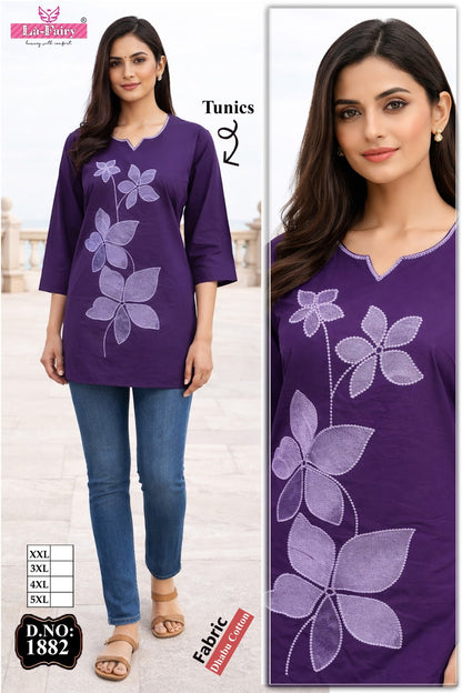 Design 1882 La Fairy Dhabu Cotton Short Kurtis Supplier India