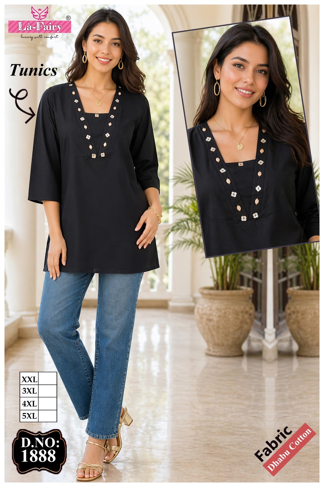 Design 1888 La Fairy Dhabu Cotton Short Kurtis Wholesale Price
