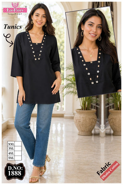 Design 1888 La Fairy Dhabu Cotton Short Kurtis Wholesale Price