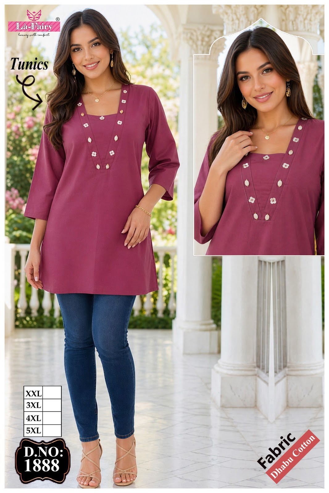 Design 1888 La Fairy Dhabu Cotton Short Kurtis Wholesale Price