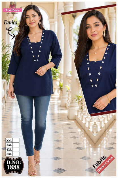 Design 1888 La Fairy Dhabu Cotton Short Kurtis Wholesale Price