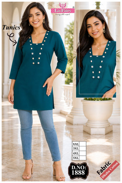 Design 1888 La Fairy Dhabu Cotton Short Kurtis Wholesale Price