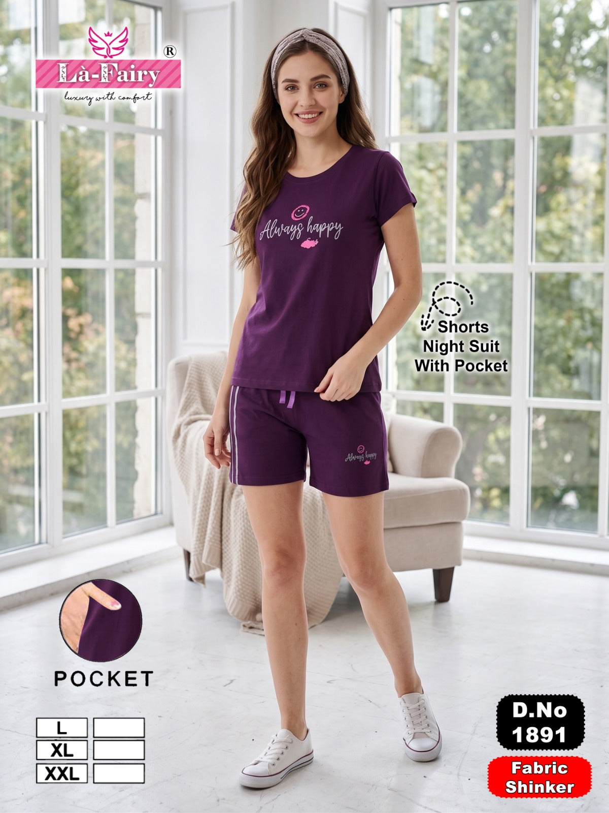 Design 1891 La Fairy Hosiery Shorts Night Suits Manufacturer Ahmedabad