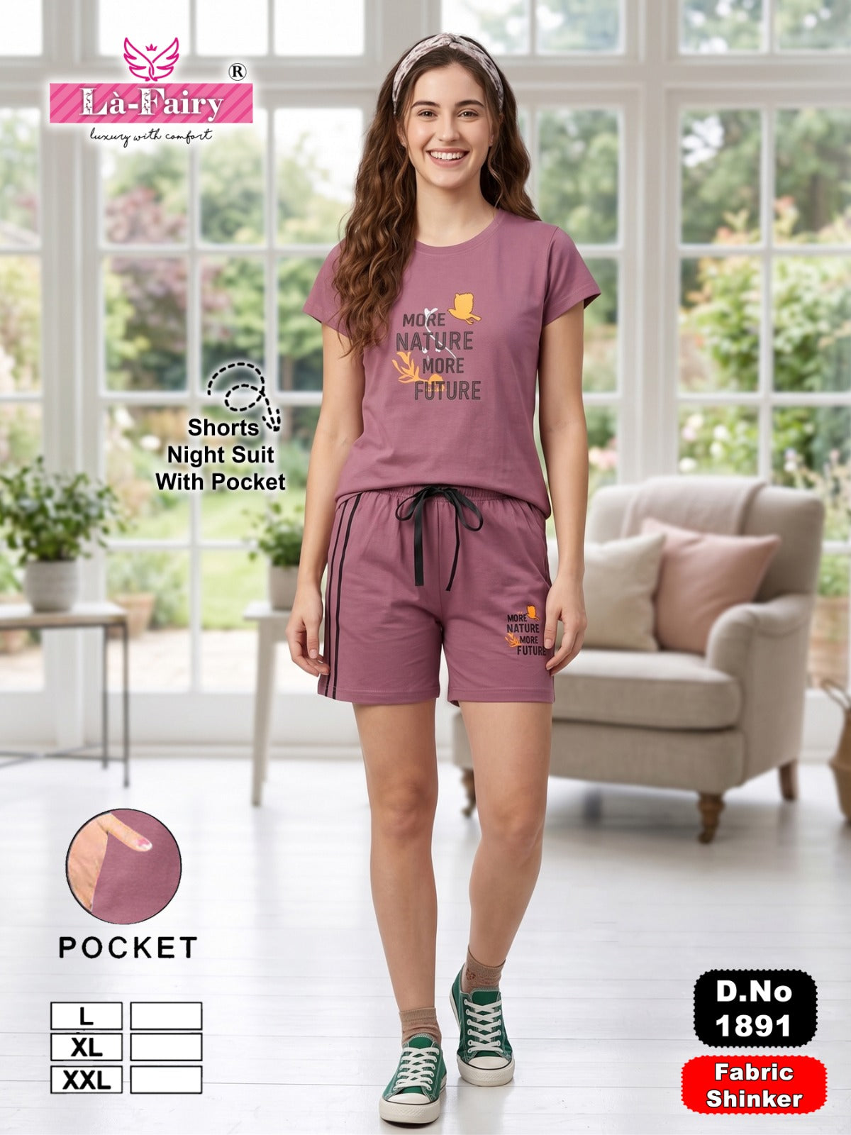 Design 1891 La Fairy Hosiery Shorts Night Suits Manufacturer Ahmedabad