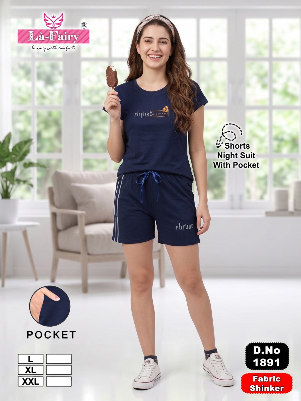 Design 1891 La Fairy Hosiery Shorts Night Suits Manufacturer Ahmedabad