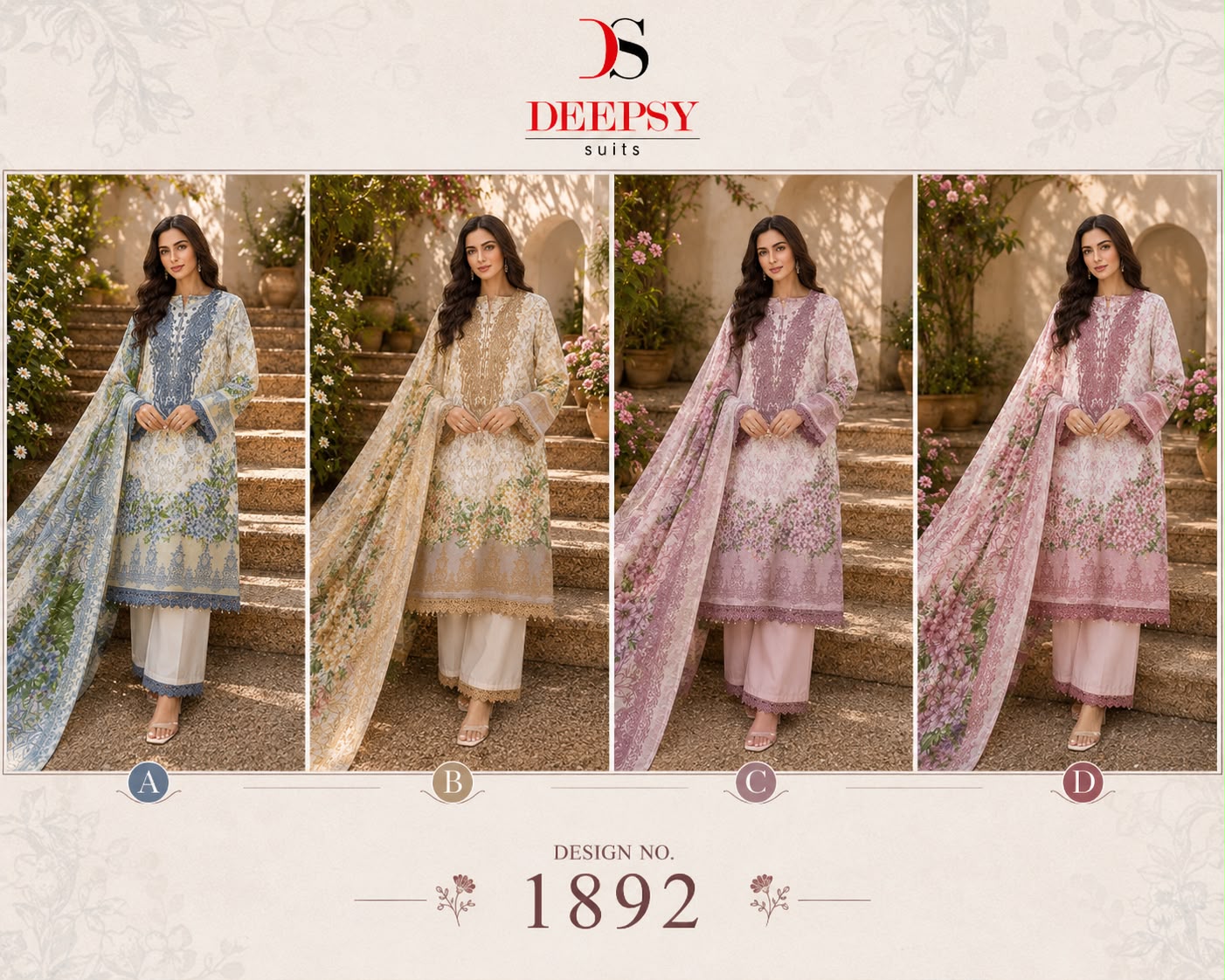 Design 1892 Deepsy Cotton Pakistani Readymade Suits Exporter India