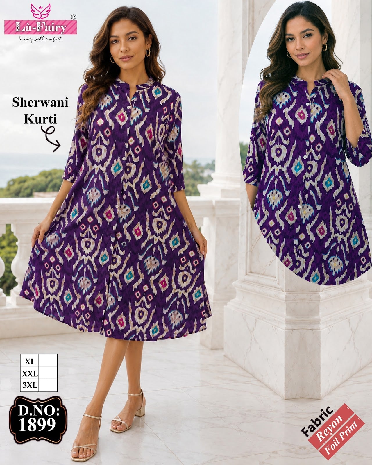 Design 1899 La Fairy Reyon Anarkali Kurtis Wholesale Price
