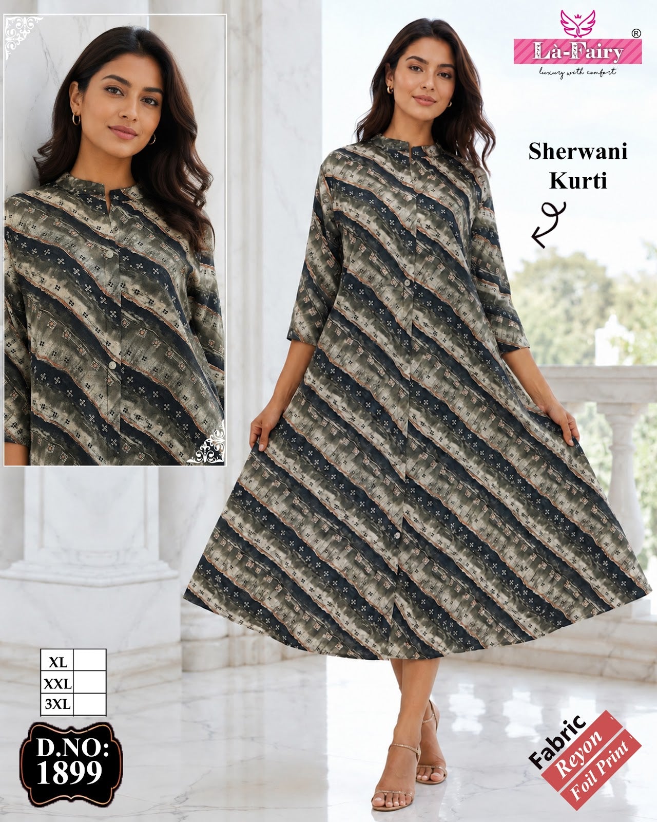 Design 1899 La Fairy Reyon Anarkali Kurtis Wholesale Price