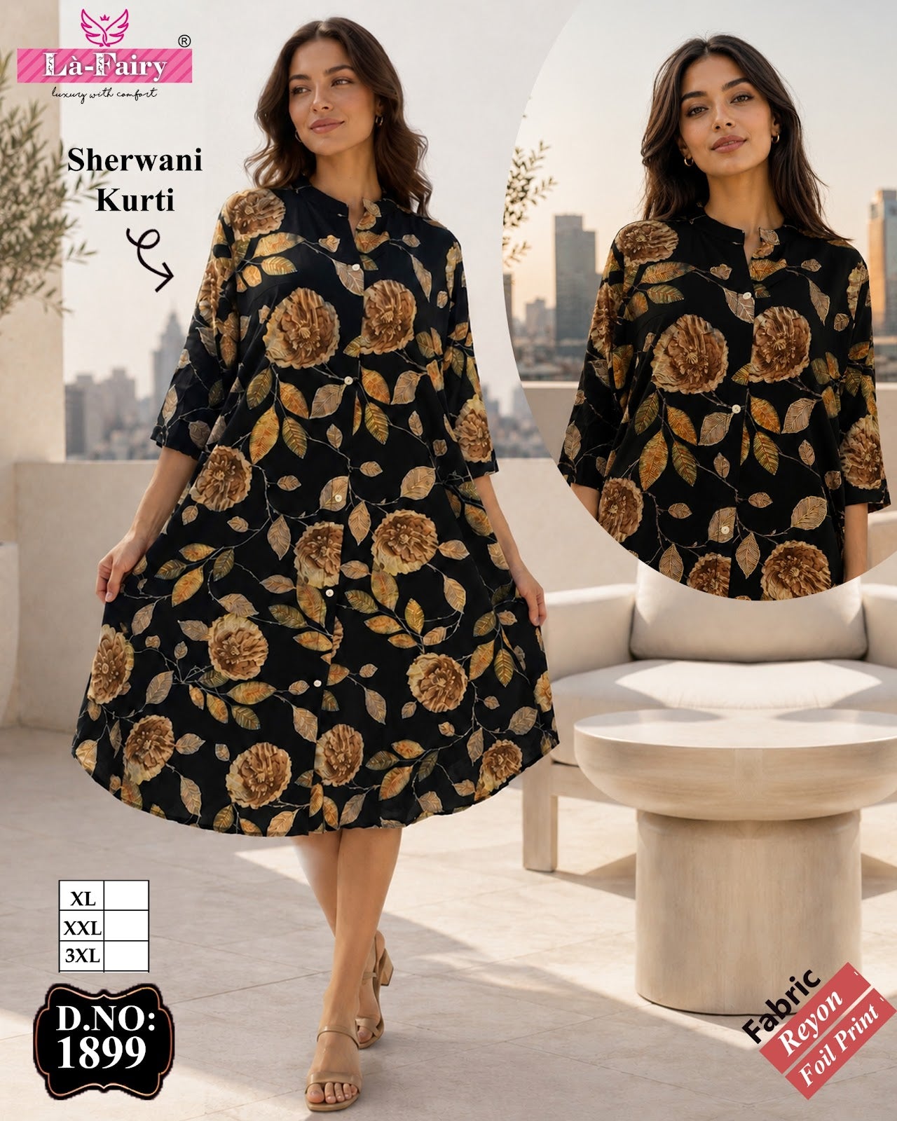 Design 1899 La Fairy Reyon Anarkali Kurtis Wholesale Price