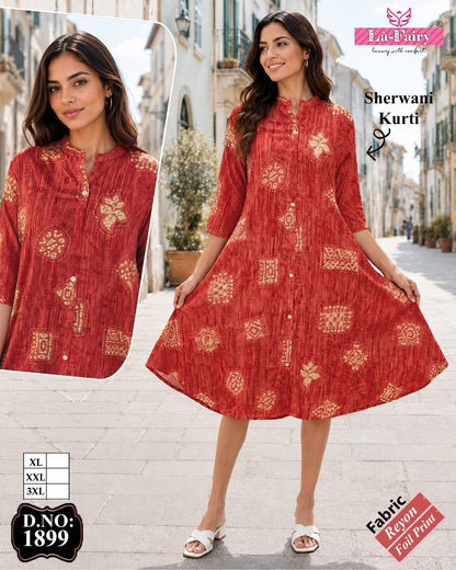 Design 1899 La Fairy Reyon Anarkali Kurtis Wholesale Price