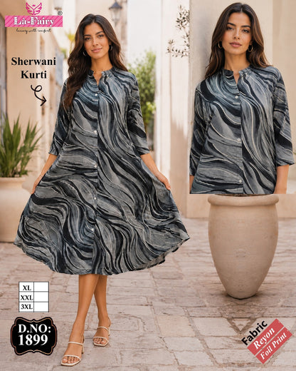 Design 1899 La Fairy Reyon Anarkali Kurtis Wholesale Price