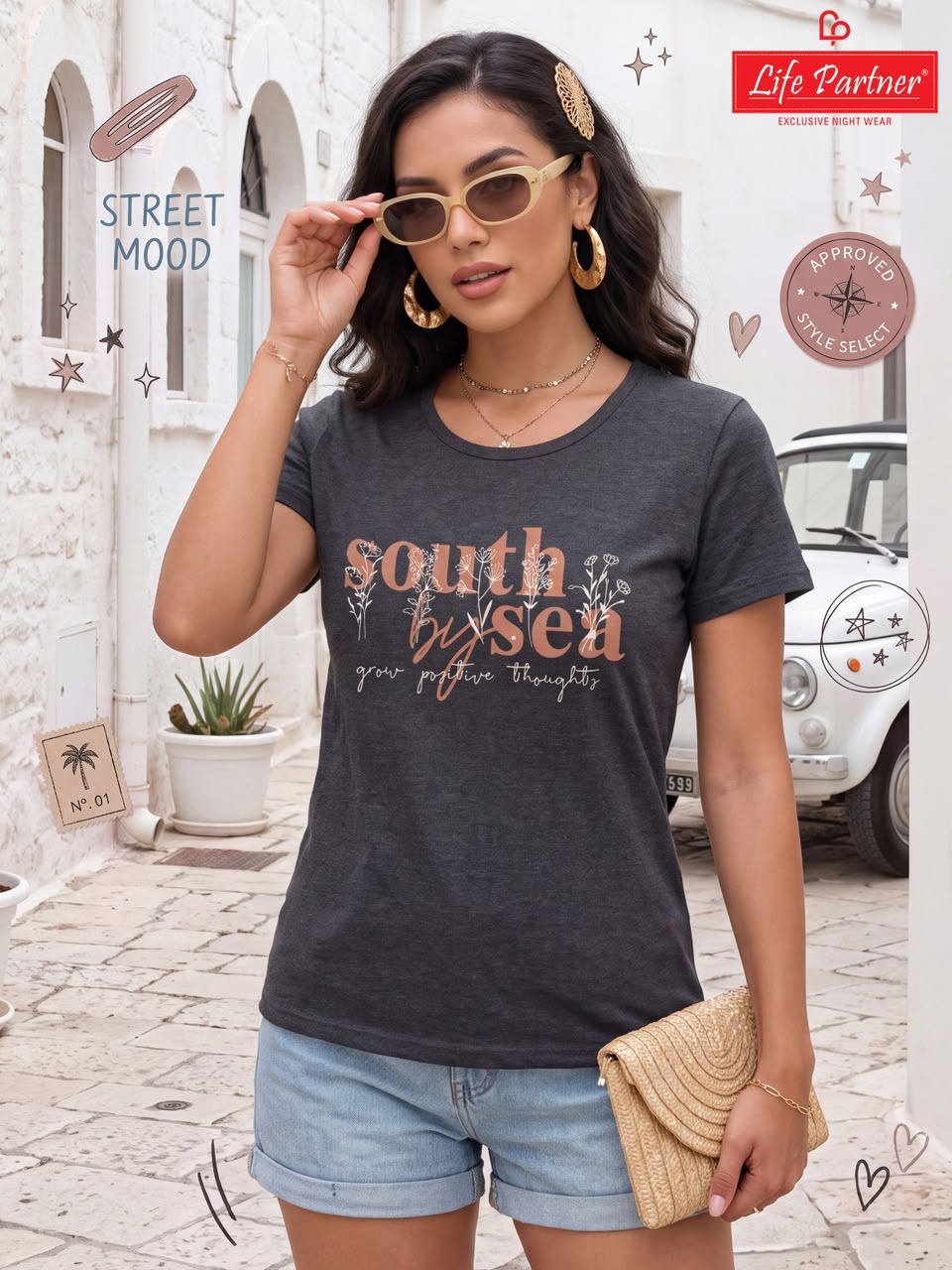 Design 18 Life Partner Hosiery Cotton Women Tshirt Wholesaler Ahmedabad