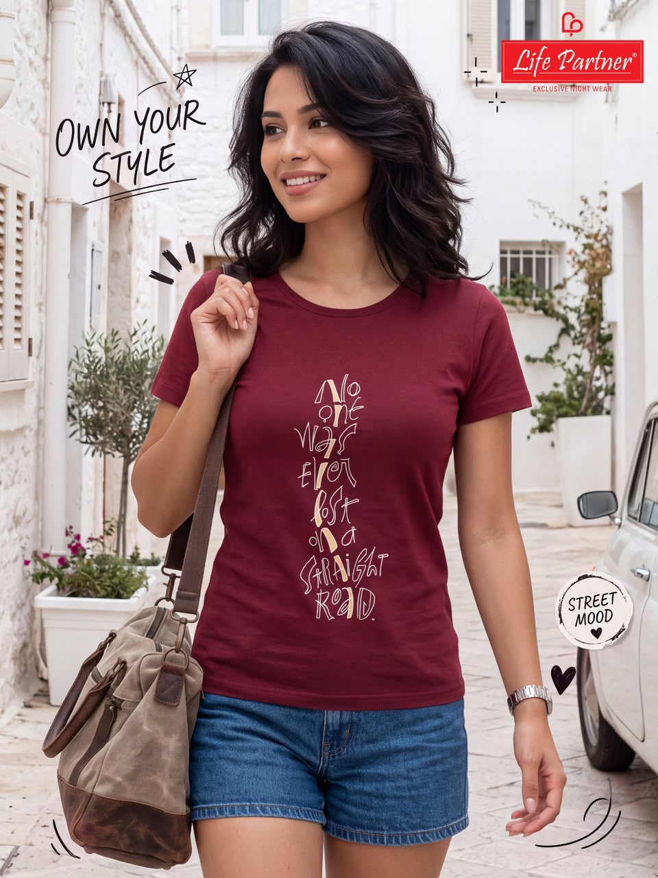 Design 18 Life Partner Hosiery Cotton Women Tshirt Wholesaler Ahmedabad