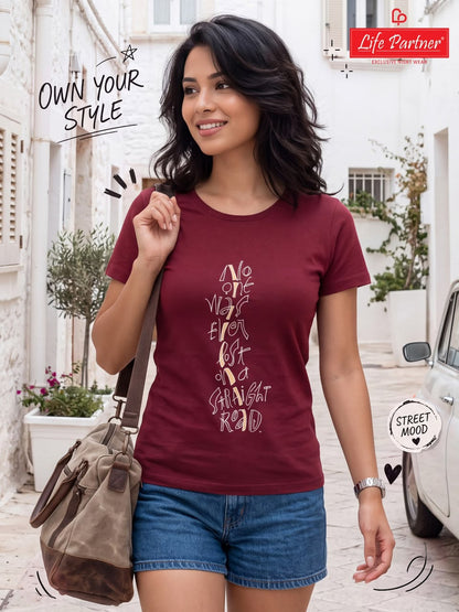 Design 18 Life Partner Hosiery Cotton Women Tshirt Wholesaler Ahmedabad