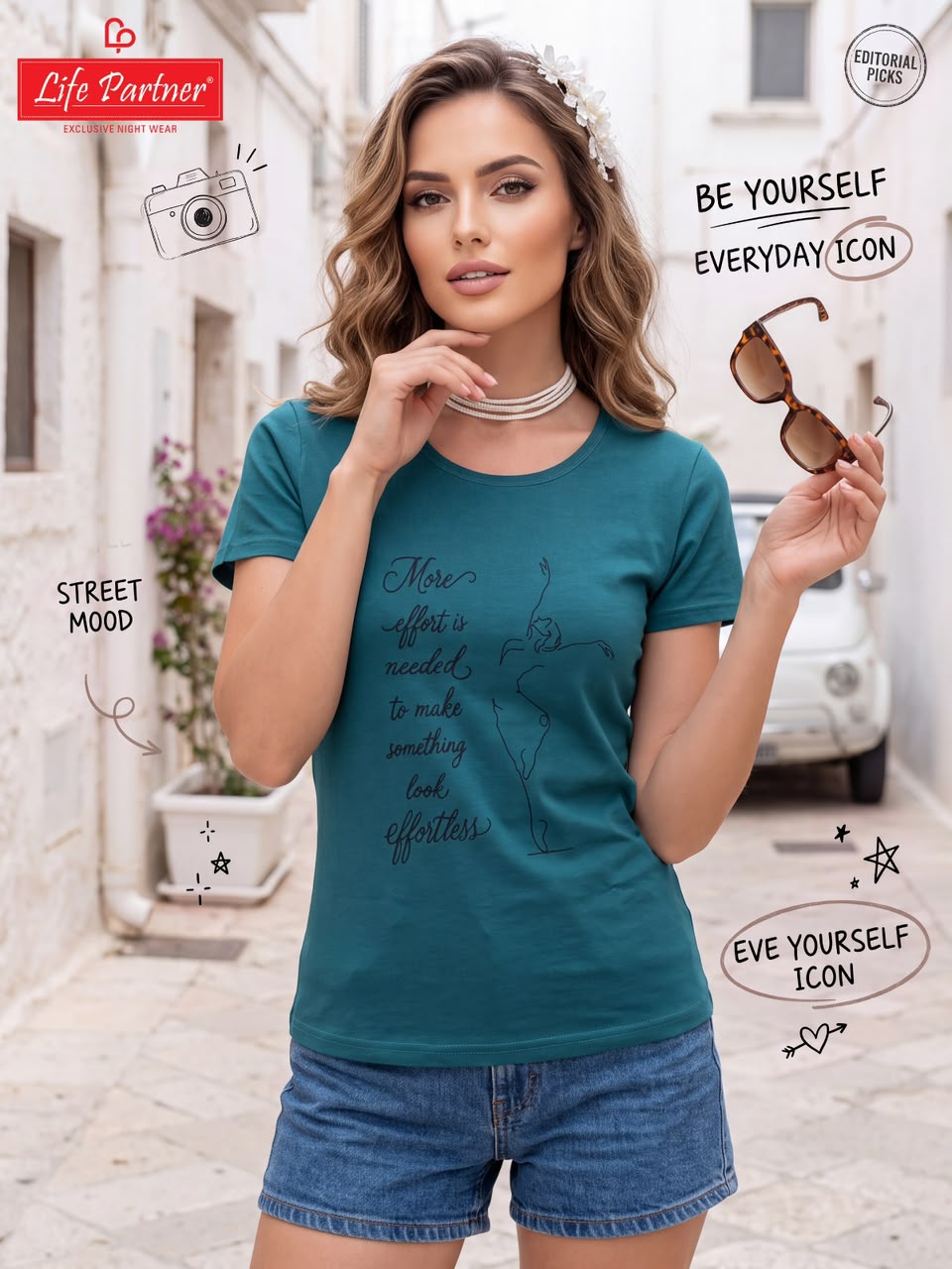 Design 18 Life Partner Hosiery Cotton Women Tshirt Wholesaler Ahmedabad